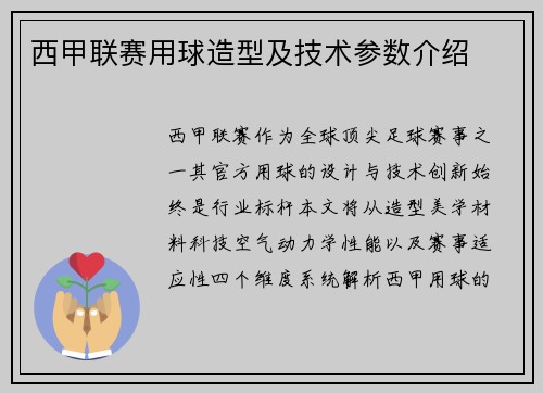 西甲联赛用球造型及技术参数介绍